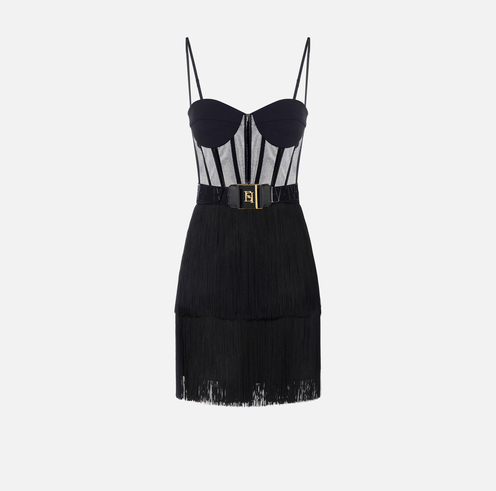 Mini-robe en tulle avec franges