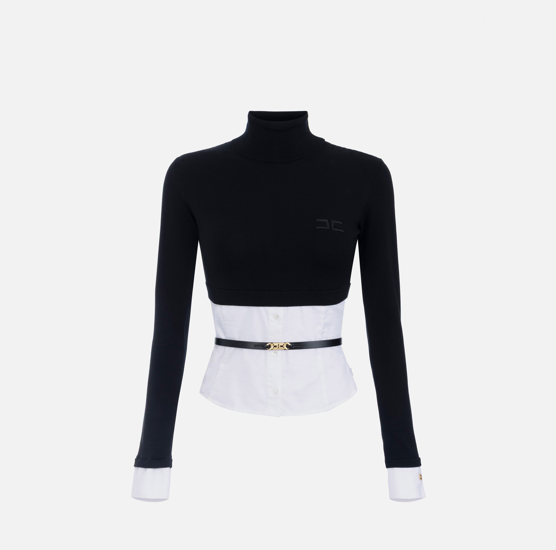 Pull en viscose et popeline de coton