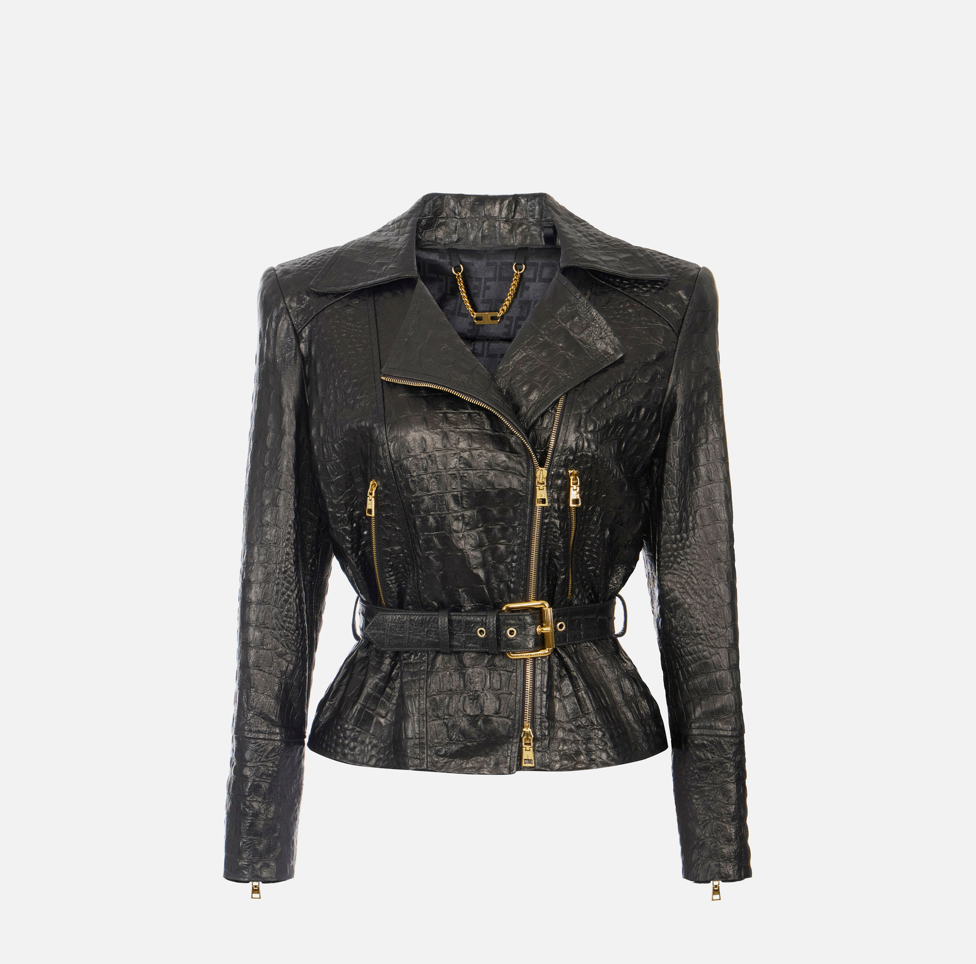 Veste Perfecto en cuir avec imprimé crocodile