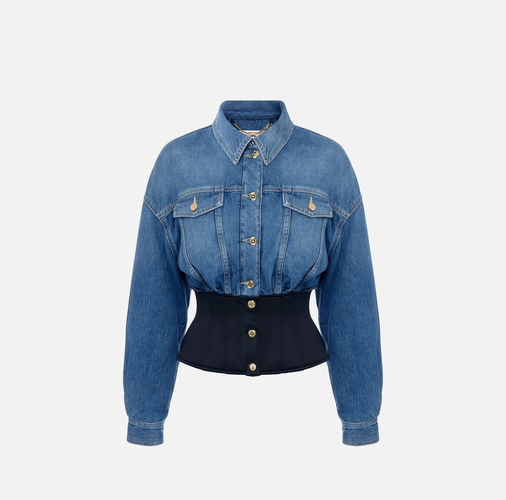 Blouson aviateur en denim et néoprène