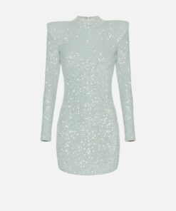 Mini-robe en sequins aux épaules structurées