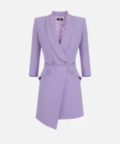 Robe-manteau en crêpe stretch asymétrique