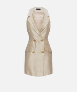 Robe-manteau sans manches en tweed lurex