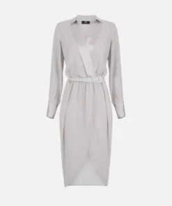 Robe midi portefeuille en georgette de viscose