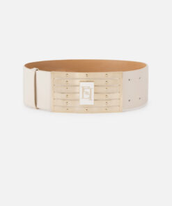 Ceinture haute en cuir avec boucle émaillée