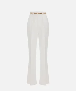 Pantalon droit en viscose avec ceinture