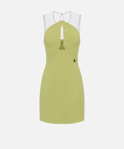 Mini-robe en crêpe stretch avec décolleté en goutte