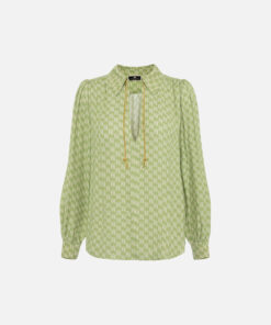 Chemise en georgette de viscose imprimé logo avec accessoire sur le col