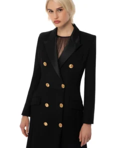 MANTEAU EN CRÊPE COUPE SMOKING