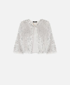 Veste cropped en organdi effrangé