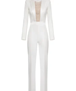 COMBINAISON EN CRÊPE AVEC BRODERIE EN PERLES ET STRASS