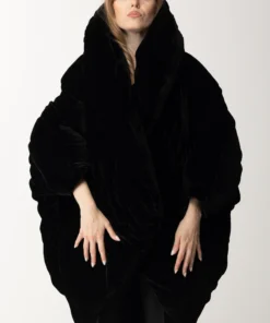 Doudoune kimono en velours à revers Nero