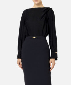 Chemise body en satin jacquard avec collier