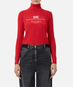 Pull col roulé en viscose point filet avec incrustation