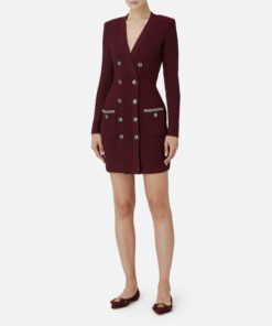 Robe-manteau en laine bouclée avec broderie