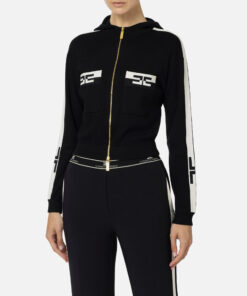 Sweat cropped en viscose avec bandes logo