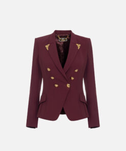 Veste à double boutonnage en crêpe stretch avec embouts