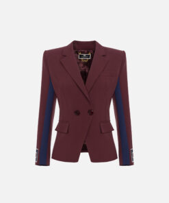 Veste en crêpe stretch avec bandes et broderie logo