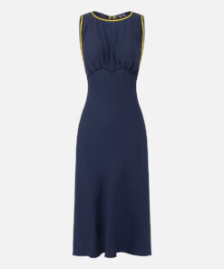 Robe midi en satin avec bandes