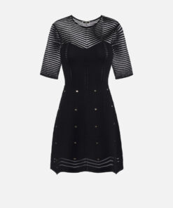 Mini-robe en viscose motif chevron avec clous