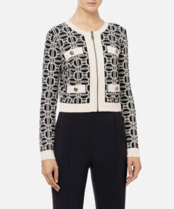 Cardigan cropped logo jacquard
