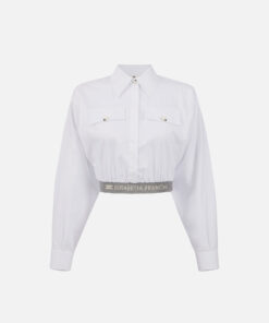 Chemise cropped en popeline avec large bande