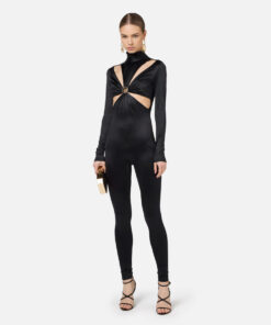 Combinaison en lycra avec motif découpe et accessoire logo