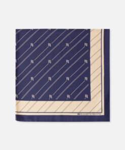 Foulard en soie avec motif de rayures diagonales et logo