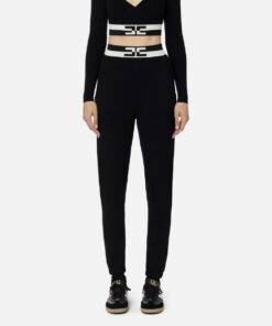 Pantalon jogger en viscose avec bandes logo