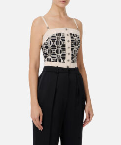 Top à logo en jacquard de mélange de viscose