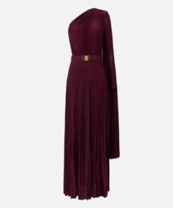 Robe Red Carpet à épaule asymétrique en jersey lurex plissé