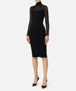 Robe midi en viscose motif chevron