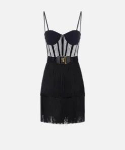 Mini-robe en tulle avec franges