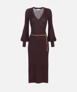 Robe en tricot de viscose et soie avec ceinture